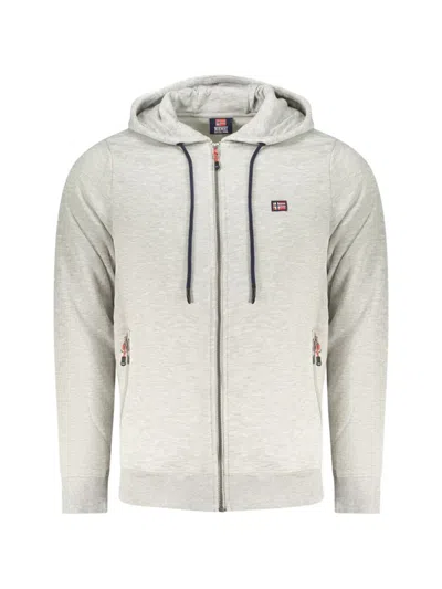 Norwegian Rain Logo-patch Zip-up Hoodie In Grey
