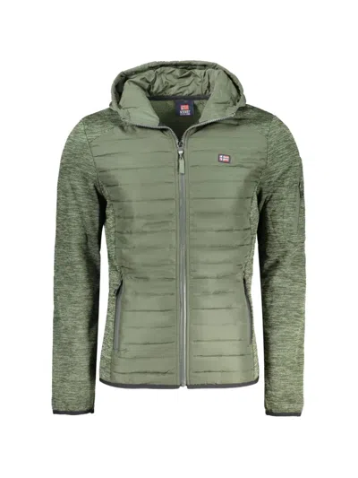 Norwegian Rain Quilted-panel Marl-effect Hooded Jacket In Green
