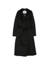 Norwegian Wool Belted Button-front Coat In Black