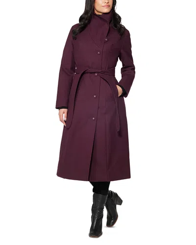 Norwegian Wool City Down Coat In Burgundy