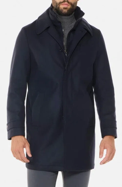 Norwegian Wool Euro Waterproof Wool & Cashmere Blend Coat With Removable Bib In Blue