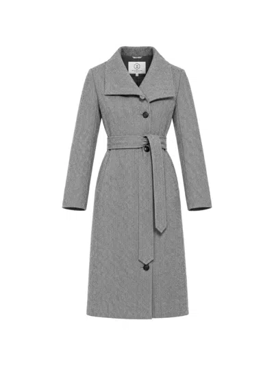 Norwegian Wool Herringbone Belted Coat In Gray