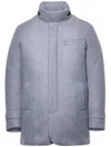 Norwegian Wool Herringbone Padded Hooded Jacket In Blue