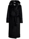Norwegian Wool Down Wrap Coat In Black