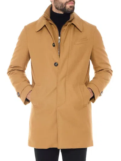 Norwegian Wool Men's Euro Virgin Wool-blend Modern-fit Coat In Brown