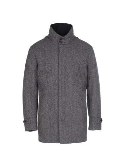 Norwegian Wool Men's Herringbone Carcoat In Gray