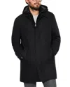 Norwegian Wool Stretch Wool Hooded Euro Coat In Black