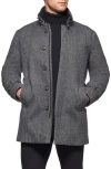 Norwegian Wool Waterproof Herringbone Wool Blend Car Coat In Grey