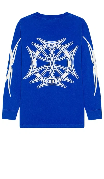 Norwood God Willing Long Sleeve Tee In Royal Blue