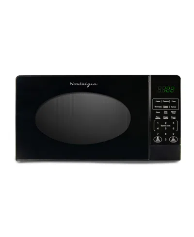 Nostalgia 0.7 Cubic Retro Foot Countertop Microwave Oven In Black