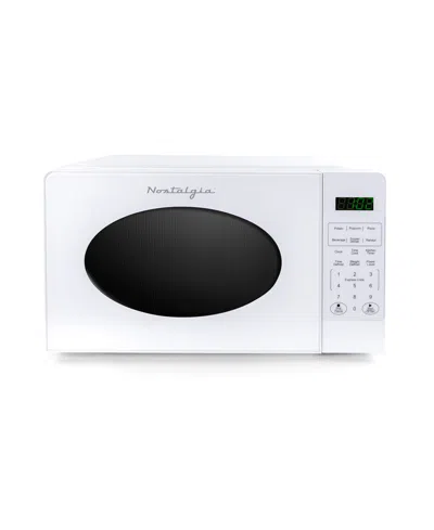 Nostalgia 0.7 Cubic Retro Foot Countertop Microwave Oven In White