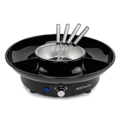 Nostalgia 10-ounce Fondue Party Set In Black