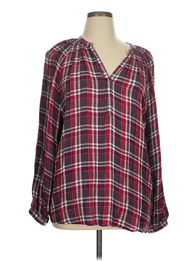 Pre-owned Nostalgia 3/4 Sleeve Blouse In Burgundy