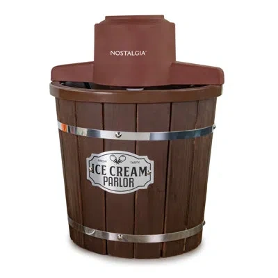 Nostalgia 4-quart Electric Wood Bucket Ice Cream Maker In Brown