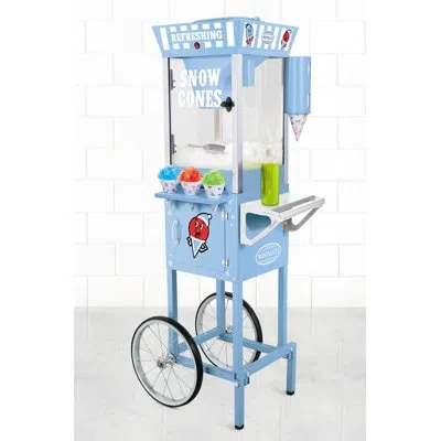 Nostalgia 54-inch Tall Snow Cone Cart, Makes 72 Icy Treats, Includes Metal Scoop, 2 Syrup Bottles, 100 Paper C In Light Blue
