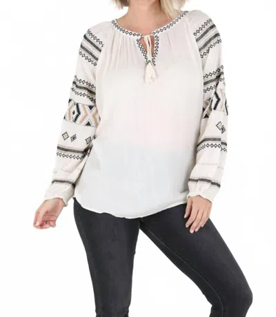 Nostalgia Aztec Print Front Tie In Beige In Neutral