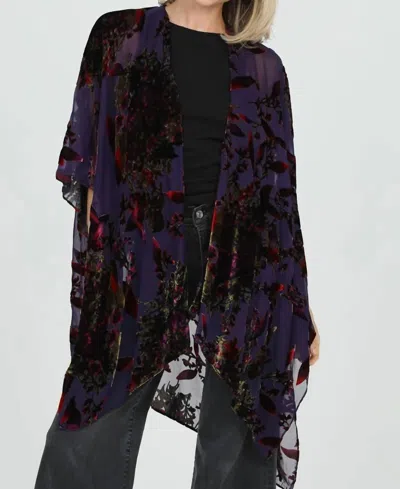 Nostalgia Burnout Velvet Kimono In Purple