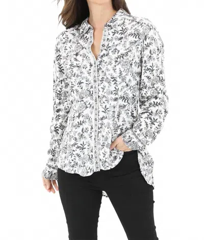 Nostalgia Button Front Printed Shirt In White
