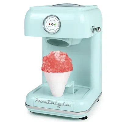 Nostalgia Classic Retro Single Countertop Snow Cone Maker, Includes 1 Reusable Plastic Cup, Stainless Steel Bl In Aqua