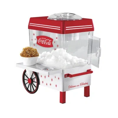 Nostalgia Coca-cola Countertop Snow Cone Maker Makes 20 Icy Treats, Includes 2 Reusable Plastic Cups & Ice Sco In Red;white