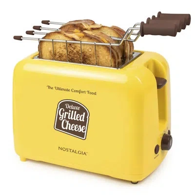 Nostalgia Deluxe Grilled Cheese Sandwich Toaster With Easy-clean Toasting Baskets, Adjustable Toasting Dial An In Silver;black