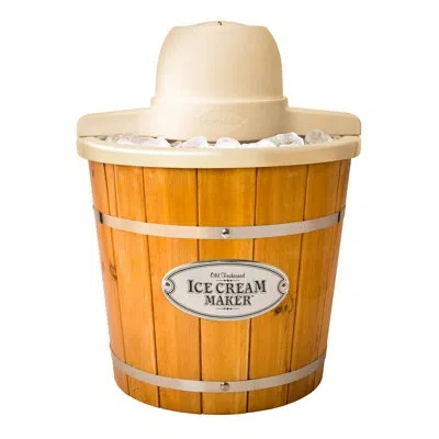 Nostalgia Electric Bucket Ice Cream Maker With Easy-carry Handle, Makes 6-quarts In Minutes, Frozen Yogurt, Ge In Orange