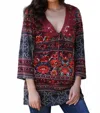 Nostalgia Floral V-neck In Red In Multi