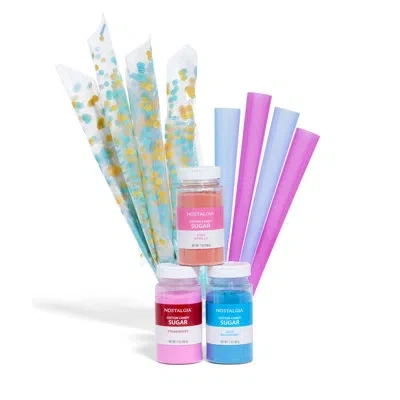 Nostalgia Fscc8 Cotton Candy Party Kit - Pink Vanilla, Blue Raspberry, Strawberry Flossing Sugars (7 Oz. Each)