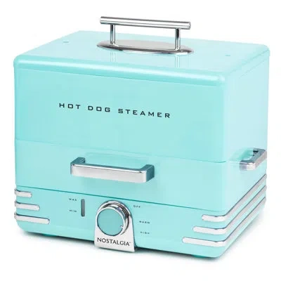 Nostalgia Hot Dog Steamer And Bun Warmer - Cooks 20 Dogs, Warms 6 Buns, And Steams Pot Stickers, Veggies, & Ap In Aqua