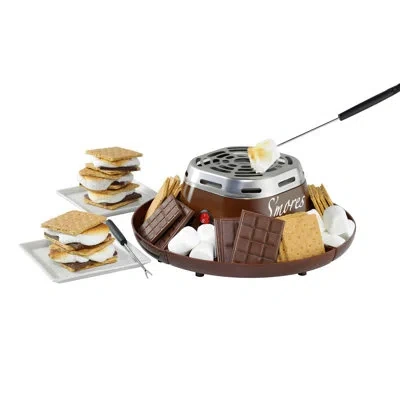 Nostalgia Indoor Electric Stainless Steel S'mores Maker With 4 Compartment Trays For Graham Crackers, Chocolat In Multi
