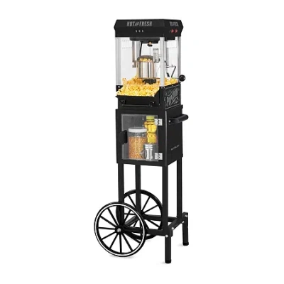 Nostalgia Kpm200ctbk 2.5 Ounce Popcorn Cart With 5-quart Popcorn Bowl In Black