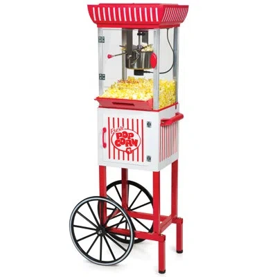 Nostalgia Pc25rw 2.5-ounce Kettle Popcorn Cart, Makes 10-cups Of Popcorn, 48-inches Tall, Red/white In Red;white
