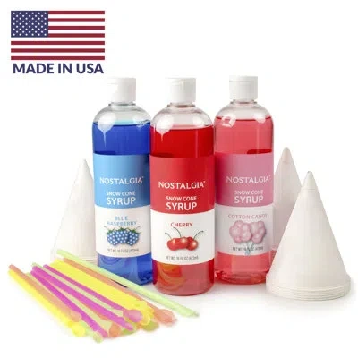 Nostalgia Premium 16-ounce Snow Cone Syrups, Cups And Spoon-straws Party Kit