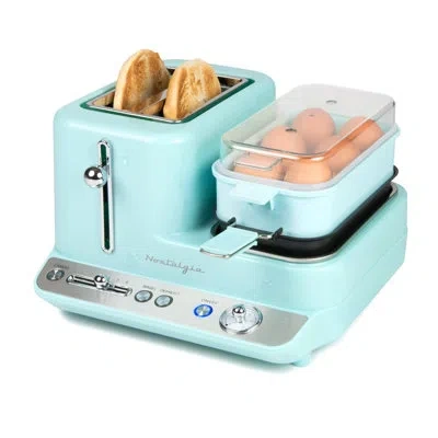 Nostalgia Retro 3-in-1 Breakfast Station, Aqua In Stainless Steel
