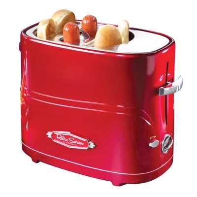 Nostalgia Retro Pop-up Hot Dog Toaster, 2 Link And 2 Bun Capacity, With Mini Tongs, Works With Chicken, Turkey In Black