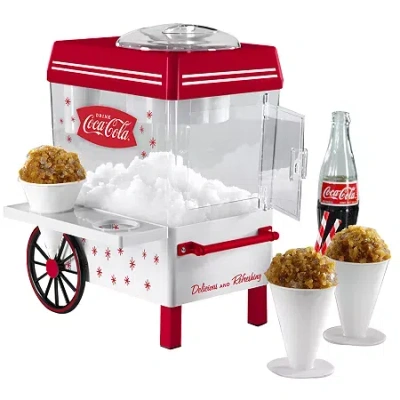 Nostalgia Scm550coke Coca-cola Snow Cone Maker & Shaved Ice Storage In White