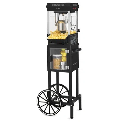 Nostalgia Vintage 2.5-ounce Kettle Popcorn Cart, 10 Cups, With Kernel Cup & Oil Measuring Spoon In Black