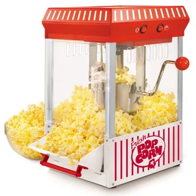 Nostalgia Vintage 2.5-ounce Tabletop Kettle Popcorn Maker, Makes 10 Cups Of Popcorn, With Kernel Measuring Cup In Red
