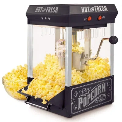 Nostalgia Vintage 2.5-ounce Tabletop Kettle Popcorn Maker, Makes 10 Cups, With Kernel Cup & Oil Measuring Spoo In Black