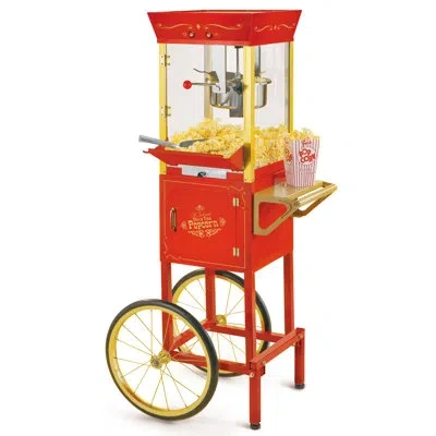 Nostalgia Vintage 8-ounce Professional Popcorn And Concession Cart, 53 Inches Tall, Makes 32 Cups Of Popcorn,  In Red