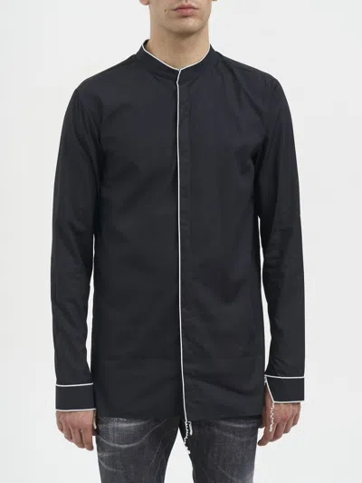 Nostrasantissima Cotton Shirt With Piping In Black