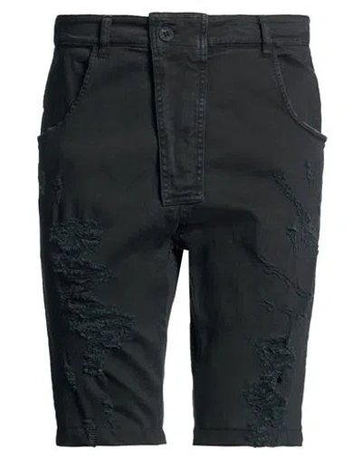 Nostrasantissima Man Denim Shorts Black Size 30 Cotton, Elastane