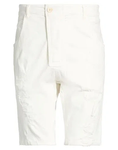 Nostrasantissima Man Denim Shorts White Size 30 Cotton, Elastane