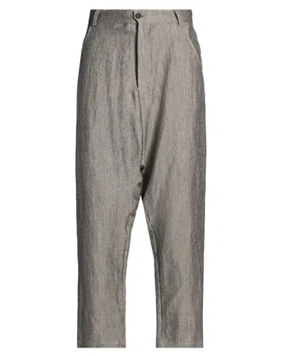 Nostrasantissima Man Pants Dark Brown Size 32 Linen, Virgin Wool In Gray