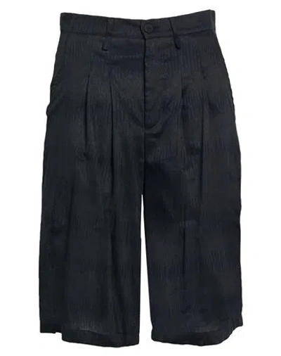 Nostrasantissima Man Shorts & Bermuda Shorts Black Size 34 Linen, Cotton, Polyamide In Blue