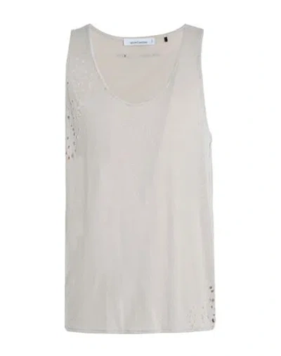 Nostrasantissima Man Tank Top Beige Size L Linen, Viscose