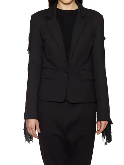 Nostrasantissima Woman Blazer Black Size 4 Viscose, Polyamide, Elastane, Cotton, Acetate