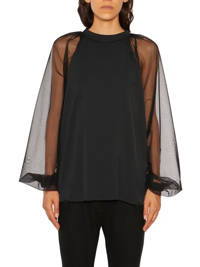 Nostrasantissima Silk And Tulle Raglan Shirt In Black