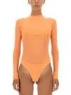 Not After Ten Long-sleeve Bodysuit In Orange