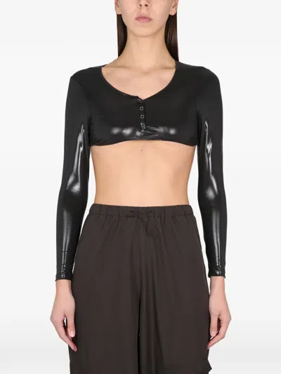 Not After Ten Mini Cropped T-shirt With Round Neckline In Black